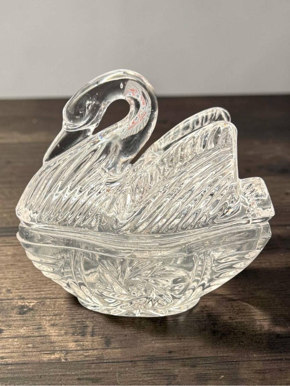 Vintage clear Swan On Nest Style Lead Crystal Cut Glass Trinket Jewelry Dish EUC - Picture 2 of 16